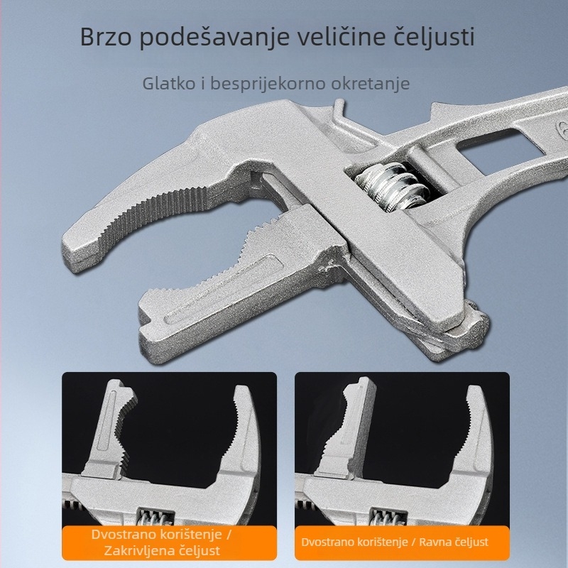 Prilagođene višefunkcionalne kliješta od aluminijske legure za kupaonicu, podesive s velikim otvorom i kratkom drškom, za slavine