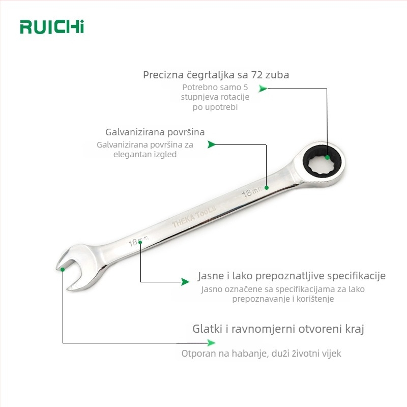 Torx set s 72 zubima, jednosmjerni ratchet ključ, otvorena glava i dvostruka namjena