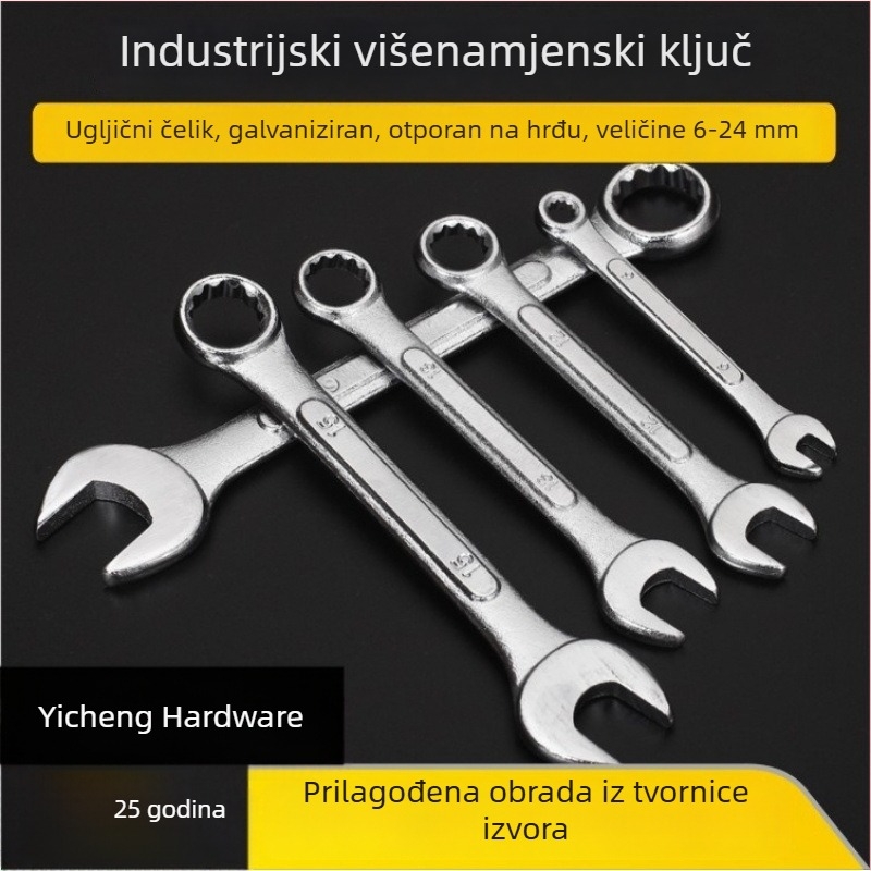 Dvostranični ključ od krom-vanadijevog čelika, polu sjaj završna obrada, 6–24 mm, višenamjenski ključ s otvorom u obliku cvijeta