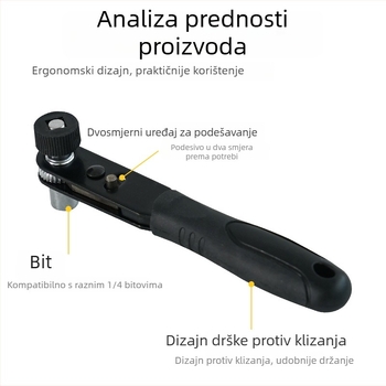 1/4-inčni mini ráčnički ključ s adapterom za bit