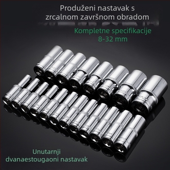 Produženi utični ključ 1/2 inča, s 12-uglom, sjajni završetak, ručni ključ s ratchet-om