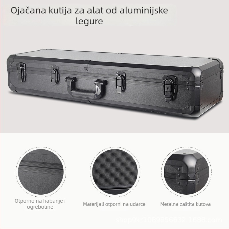 Proširena kutija za alate od aluminijske legure, prijenosna aluminijska kutija za instrumente i opremu, otporna na udarce zaštitna kutija, prilagodljiva aluminijska kutija