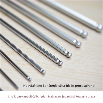 Prošireni šesterokutni ključ s kuglastom glavom i ravnim vrhom, L-oblik, dugačak, niklani, veličine 2–12 mm