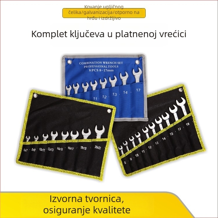 Set ključeva 6–32 mm, puni raspon, dvostruka namjena, konveksni, ravni i konkavni rebrasti ključevi