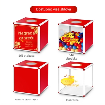 Prozirna acryl kutija za lutriju, male, srednje i velike veličine, plakat-stil, s kuglicama i nagradnim naljepnicama