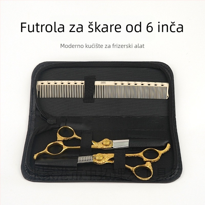 Furu kožna torbica za škarice frizerskog salona, dvodijelni komplet