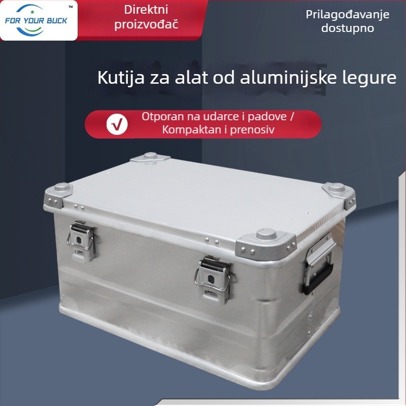 Kutija za alate od aluminijske legure, prijenosna srebrna kutija za pohranu, kompletne specifikacije