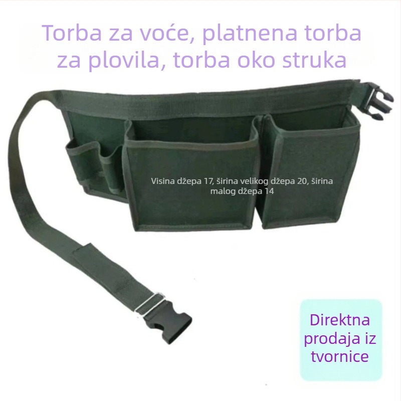 Platnena torbica za alat na pojasu, izdržljiva, velika zapremina, višenamjenska za stolariju i popravke.