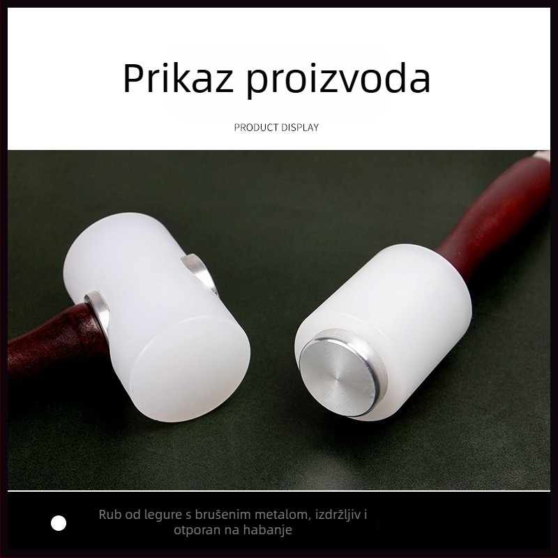 Čekić za obradu kože s T-oblikom drške od drveta, nylon glavom za bušenje i graviranje
