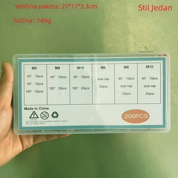 Set od 200 žutih mlaznica za podmazivanje, veličine M6, M8, M10, model QP277