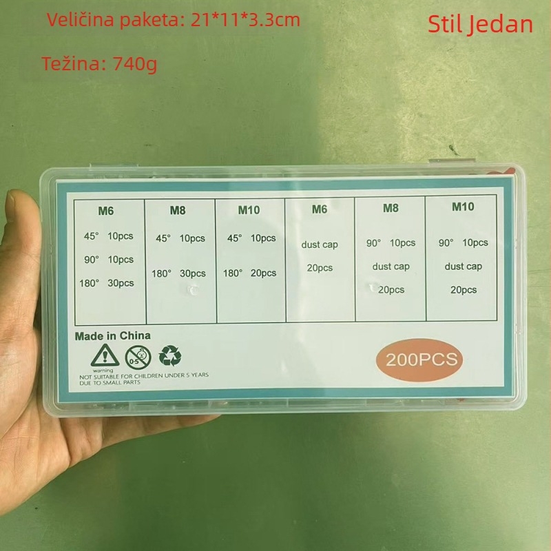 Set od 200 žutih mlaznica za podmazivanje, veličine M6, M8, M10, model QP277