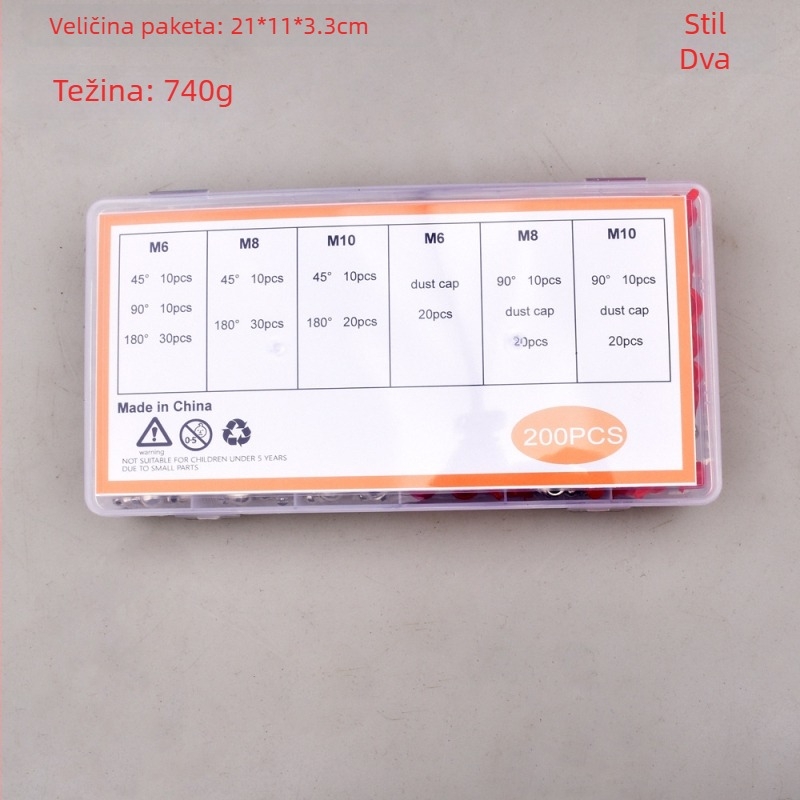 Set od 200 žutih mlaznica za podmazivanje, veličine M6, M8, M10, model QP277
