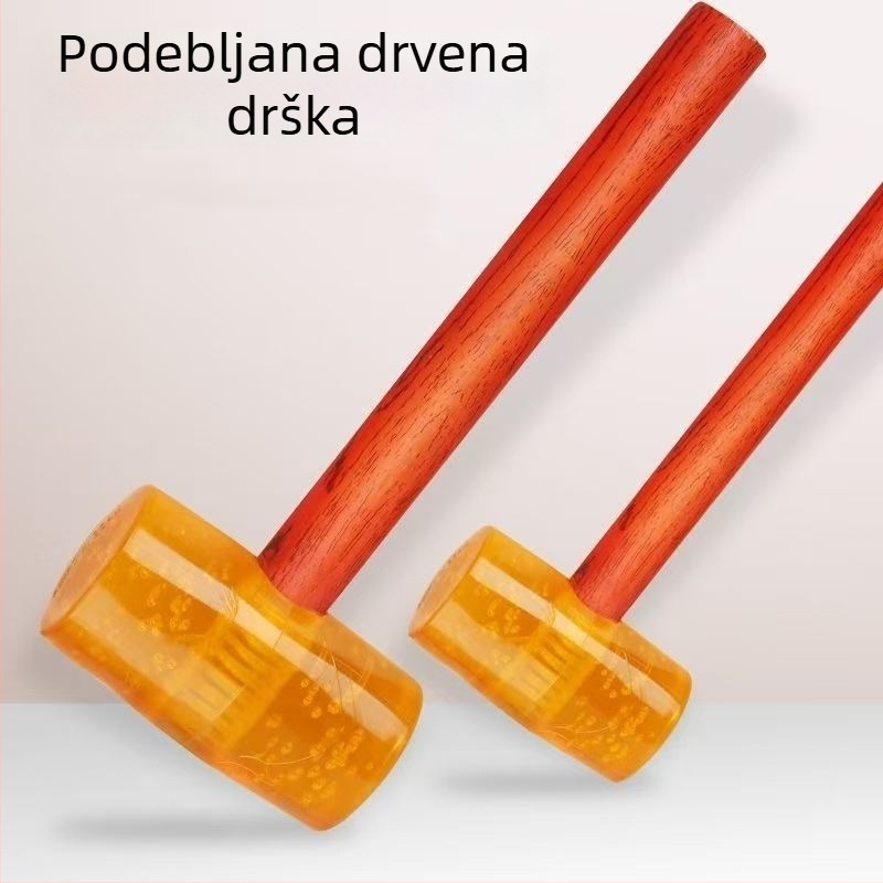 Žuti čekić za montažu s drvenom drškom, prozirna gumena glava, gumeni čekić s okruglom glavom za postavljanje podova, kućna uporaba