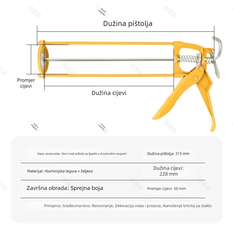 Pistolj za ljepilo za staklo, strukturalno ljepilo, kućna upotreba, ručno i automatsko pogon, alat za olakšanje rada