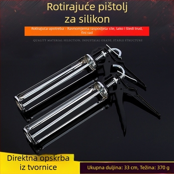 Ručni debeli ljepilo pištolj s polukružnim dizajnom, kromirana rotirajuća glava za staklene brtvila