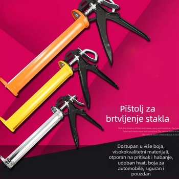 Ručni debeli ljepilo pištolj s polukružnim dizajnom, kromirana rotirajuća glava za staklene brtvila