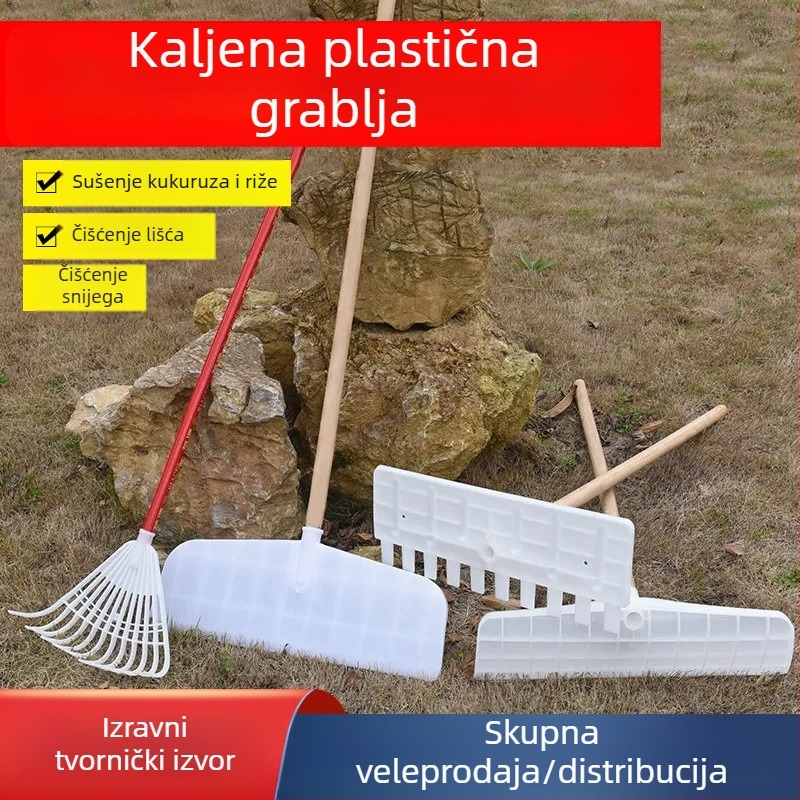 Plastične 7-zubne grablje za poljoprivredu: za travu, sušenje žitarica, lišće i vrt