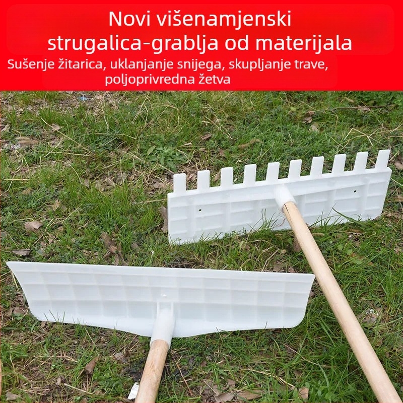 Plastične 7-zubne grablje za poljoprivredu: za travu, sušenje žitarica, lišće i vrt