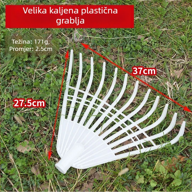 Plastične 7-zubne grablje za poljoprivredu: za travu, sušenje žitarica, lišće i vrt