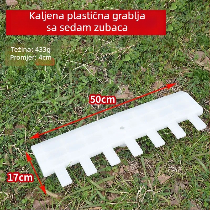 Plastične 7-zubne grablje za poljoprivredu: za travu, sušenje žitarica, lišće i vrt
