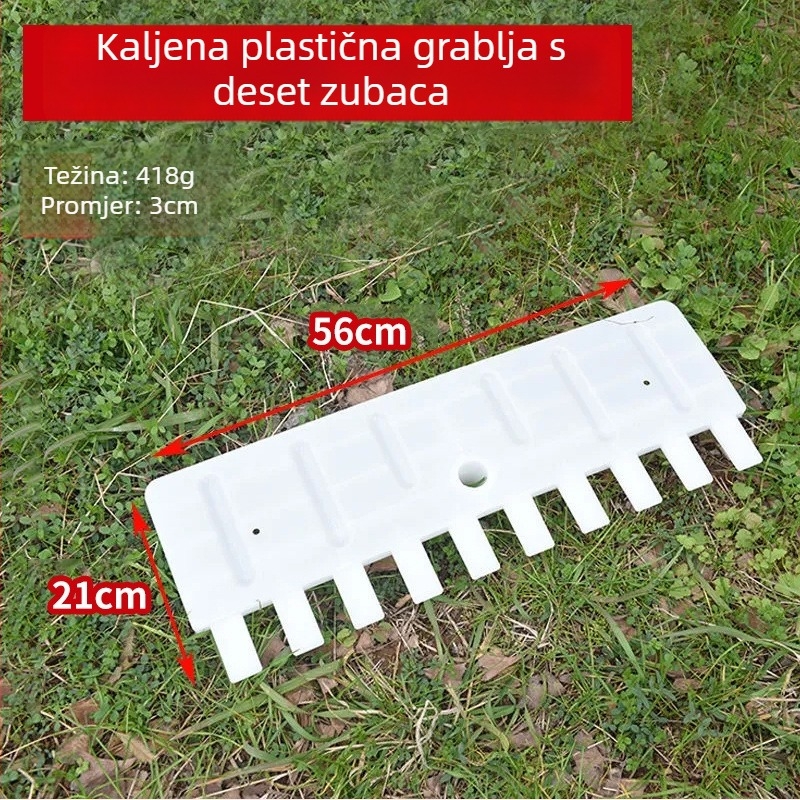 Plastične 7-zubne grablje za poljoprivredu: za travu, sušenje žitarica, lišće i vrt
