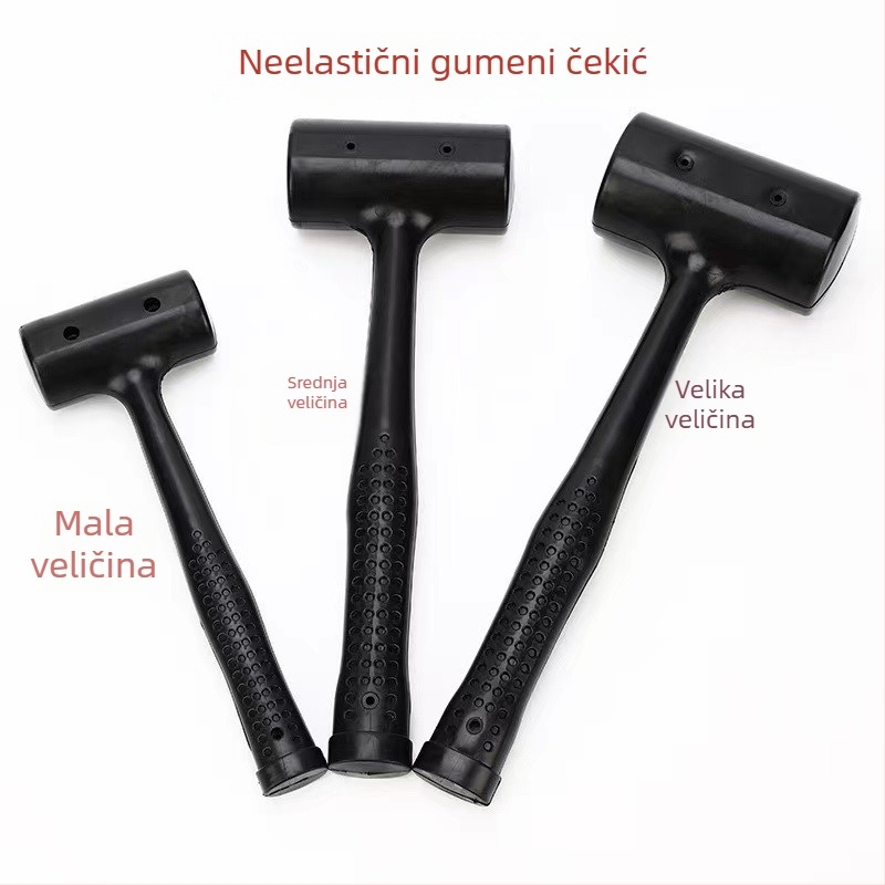 Neelastični gumeni čekić za postavljanje pločica, otporan na udarce, plastična glava i drška, duljina 270 mm