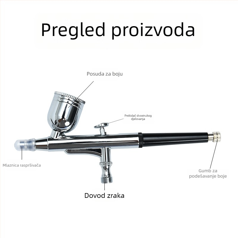 Aerograf model 130 s pumpom za početnike, mlaznice 0,2–0,3 mm za bojenje i umjetničko crtanje