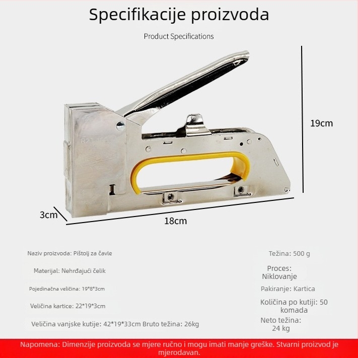 Ručni pištolj za čavle, model 1008F, za okvire, fotografije i drvenu obradu
