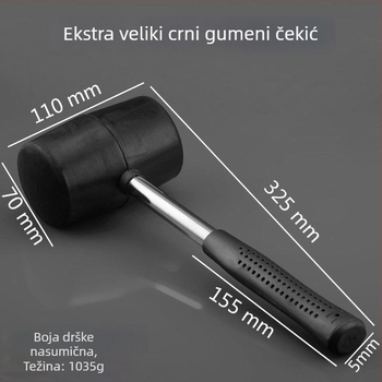 Čekić s gumom glavom i drškom od čelične cijevi, za kućnu upotrebu