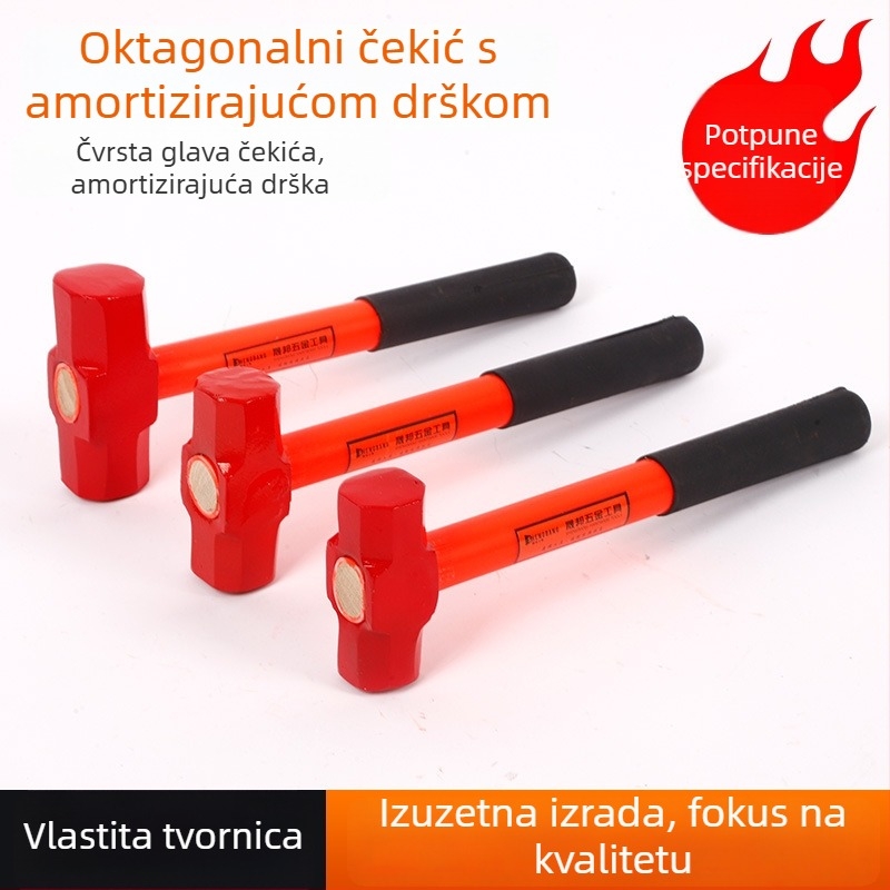 Oktogonalni čekić s PVC ručkom protiv vibracija – višenamjenski kućni i građevinski čekić