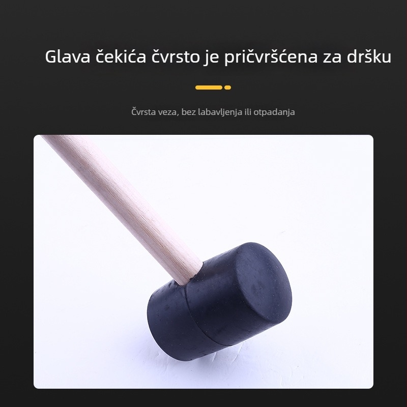 Gumeni čekić za postavljanje pločica, višenamjenski poravnavajući čekić, drvena drška, 300 g
