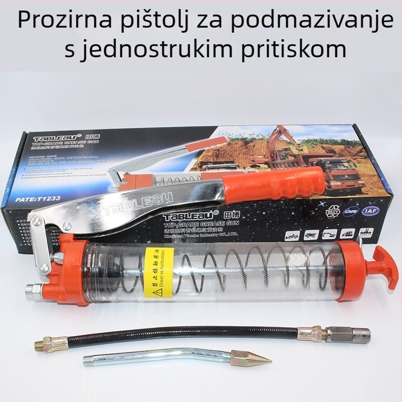 Ručna pištolj za podmazivanje s prozirnim cijevima i dvostrukim djelovanjem ručke, visok tlak