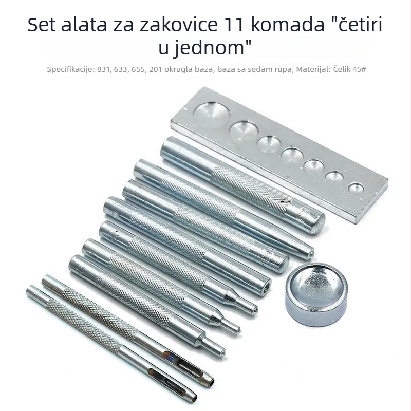 11-dijeli set alata za ugradnju kopči s osnovama za nit 633/655/831/201 i osnovnim čekićima