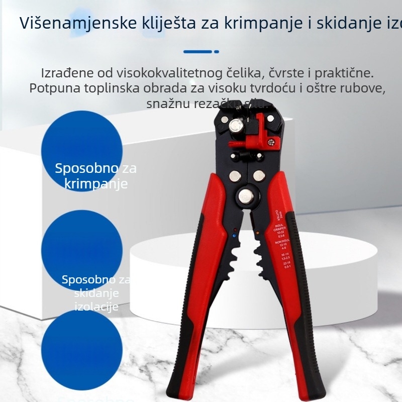 Višenamjenski klešta za skidanje izolacije žica, europskog tipa koaksijalni kabel, automatsko krimpanje za TV kabel, u kutiji, vlastita marka