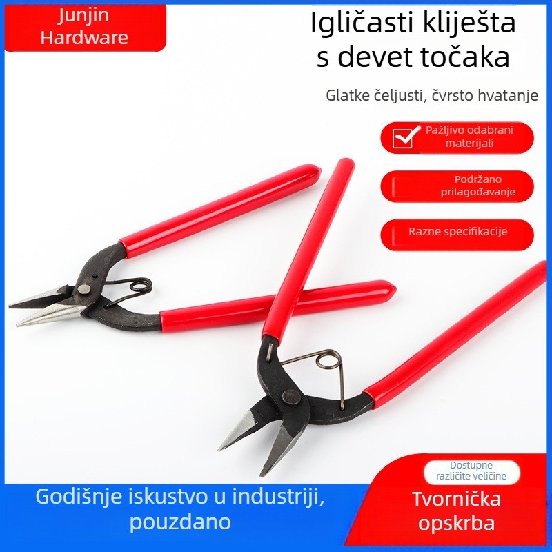 Set kliješta za izradu nakita: klešta s igličastim vrhom, klešta s ravnim vrhom, klešta s okruglim vrhom, alat za uvijanje žice, višenamjenski alat od tvrdog legura