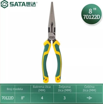 Shida alati: industrijske kliješta s dugim nosom, oštar vrh, 6/8, modeli 70121D 70122D