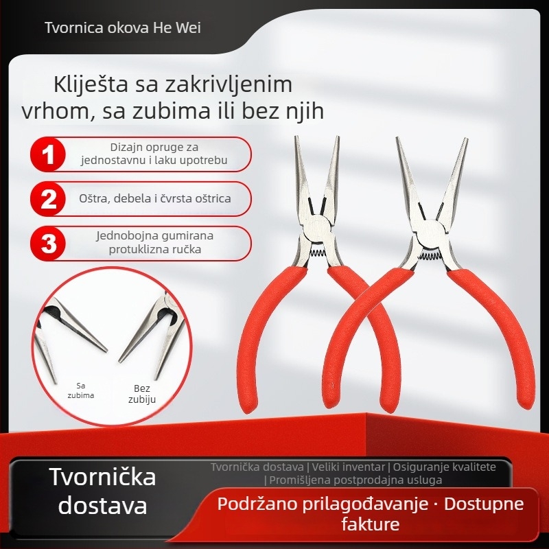 Mini kliješta bez zuba, s 5 vrhova, ručno izrađene, višenamjenske kliješta s ravnim i zaobljenim čeljustima za perle i nakit