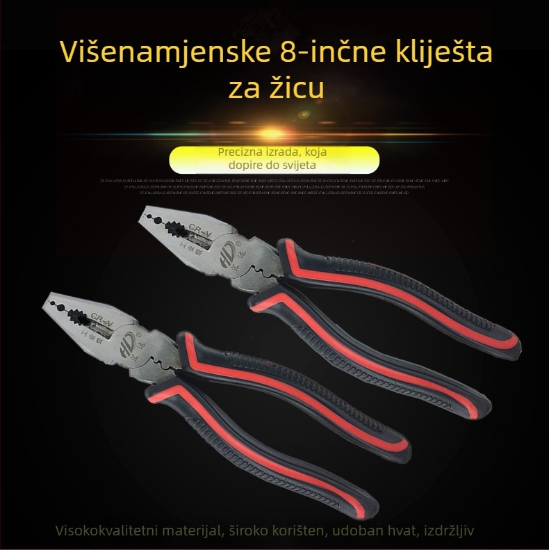 Huida skup višenamjenskih kliješta — 8-inčne ravne kliješte, 6-inčne kliješte s blokadom, kliješte s igličastim nosom, diagonalne kliješte