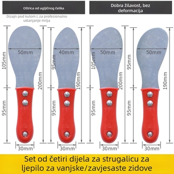 Metalni strugač za vanjske zidove i staklenu fasadu — alat za nanošenje i završno glađenje spojeva