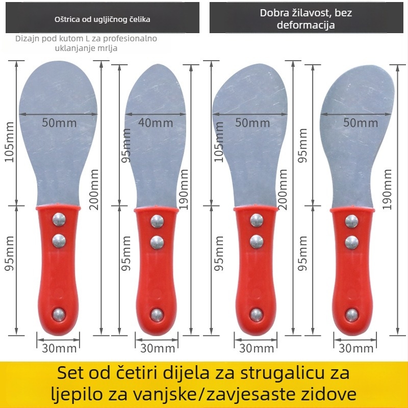 Metalni strugač za vanjske zidove i staklenu fasadu — alat za nanošenje i završno glađenje spojeva