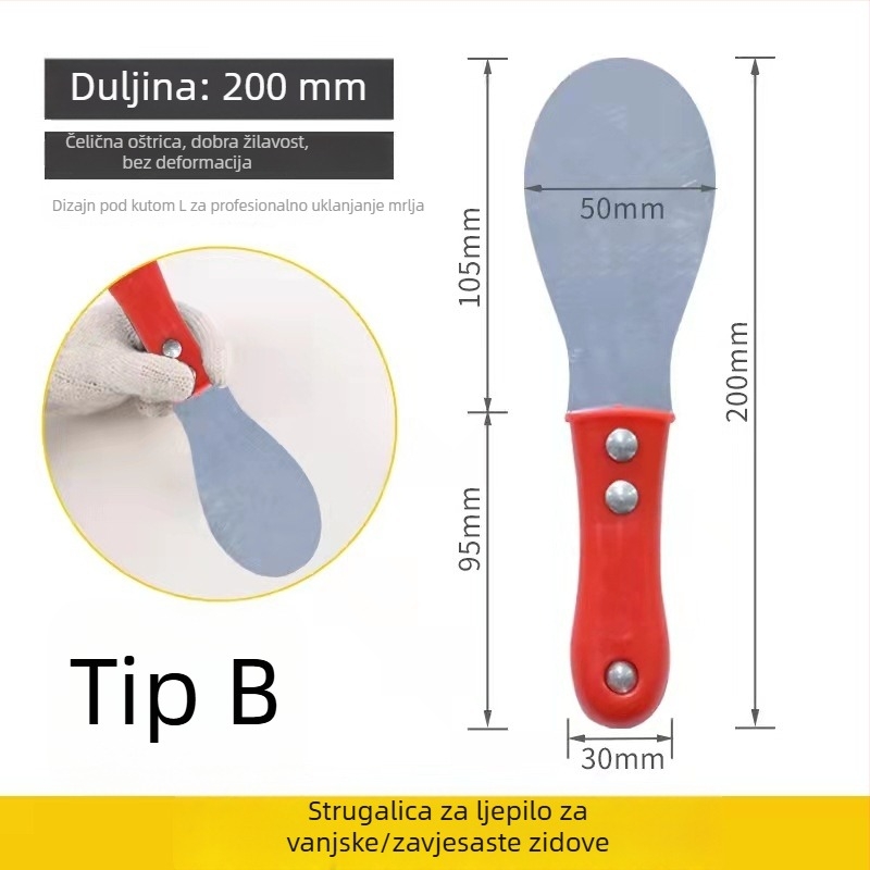 Metalni strugač za vanjske zidove i staklenu fasadu — alat za nanošenje i završno glađenje spojeva