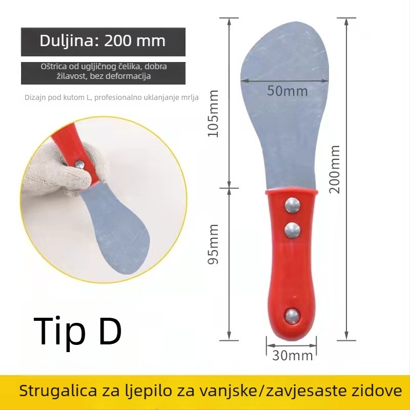 Metalni strugač za vanjske zidove i staklenu fasadu — alat za nanošenje i završno glađenje spojeva