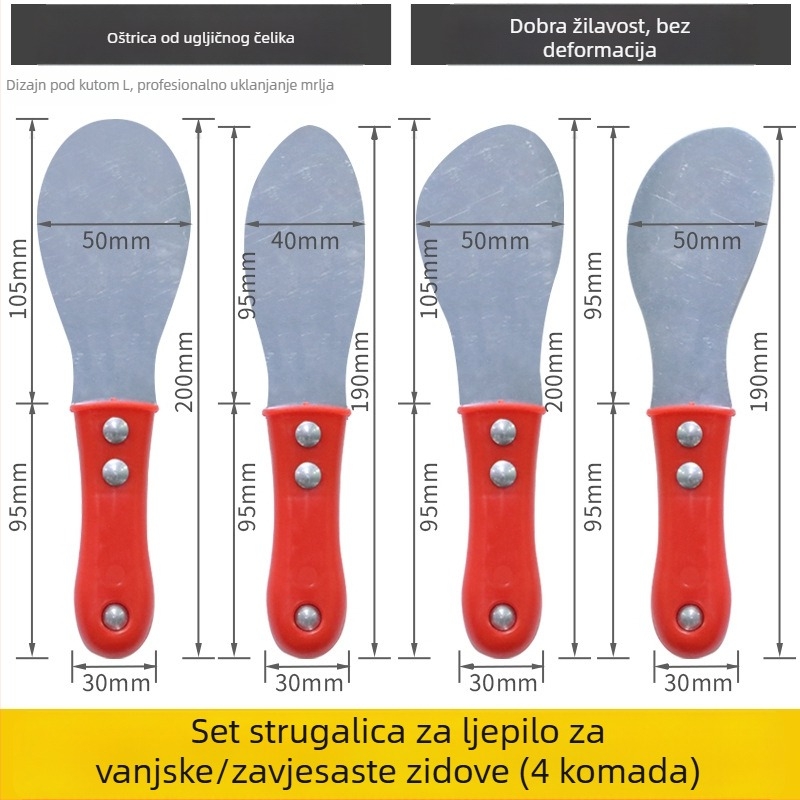 Metalni strugač za vanjske zidove i staklenu fasadu — alat za nanošenje i završno glađenje spojeva
