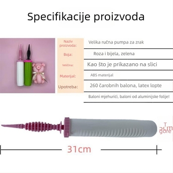 Ručna pumpa za balone s dugim usnikom – velika dvostruka ručna pumpa za balone i kuglice s mjehurićima