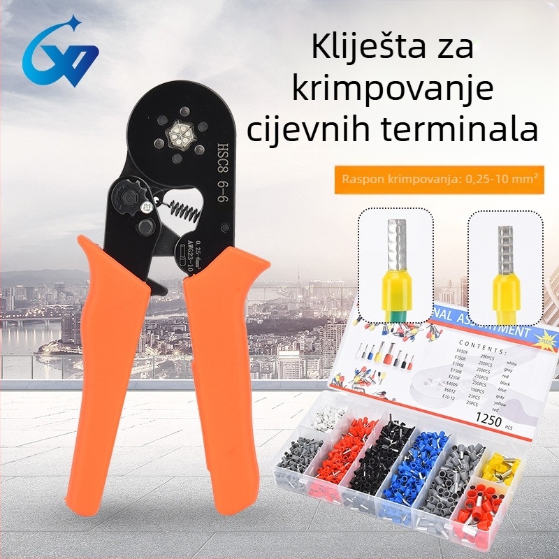 Chuangwei Kliješta za zalisavanje terminala tipa cijev, ručna izolirana, višefunkcionalna, razne veličine, čelik 50#