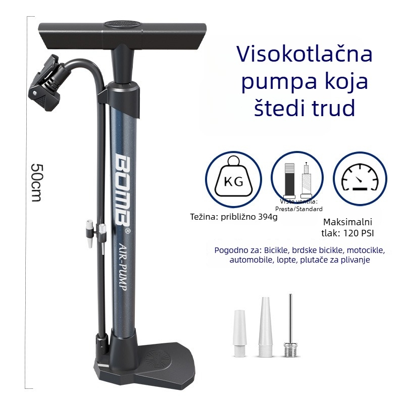 Bomb prijenosna pumpa za bicikle s manometrom, za brdske bicikle, 160 PSI