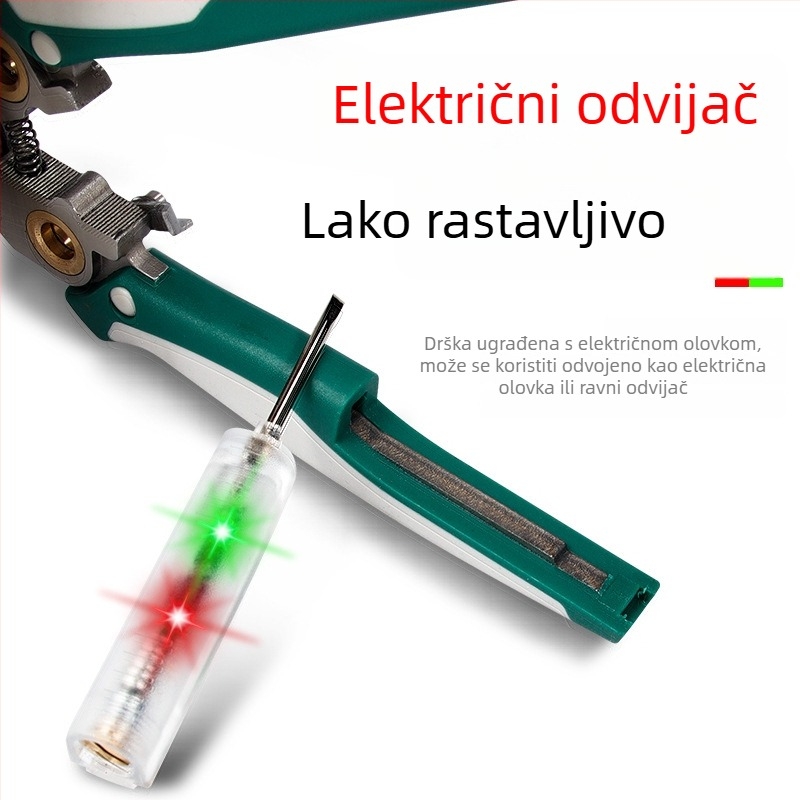 Višenamjerne sklopne kliješta za skidanje izolacije vodova s testerom napona – alat električara