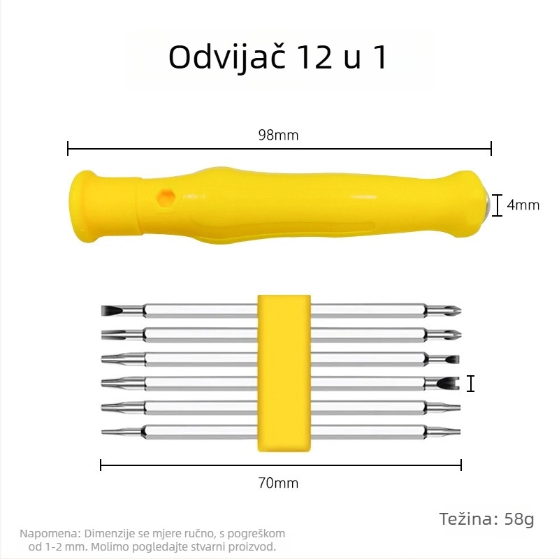 6-dijelni set Torx odvijača s Y- i U-oblikom glava, križnim i ravnim bitovima, Cr-Mo čelik, nemagnetni, za održavanje kamera