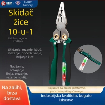 Key Card 8-u-1 alat za električare sa testerom napona, kliještima za skidanje izolacije, rezačem kablova i alatom za krimpanje