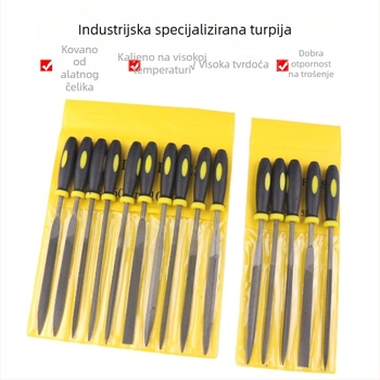 Set fajlova s dvobojnom plastičnom držačem, raznovrsni fajlovi, 10 komada, veličine 3x140 mm, 4x160 mm, 5x180 mm